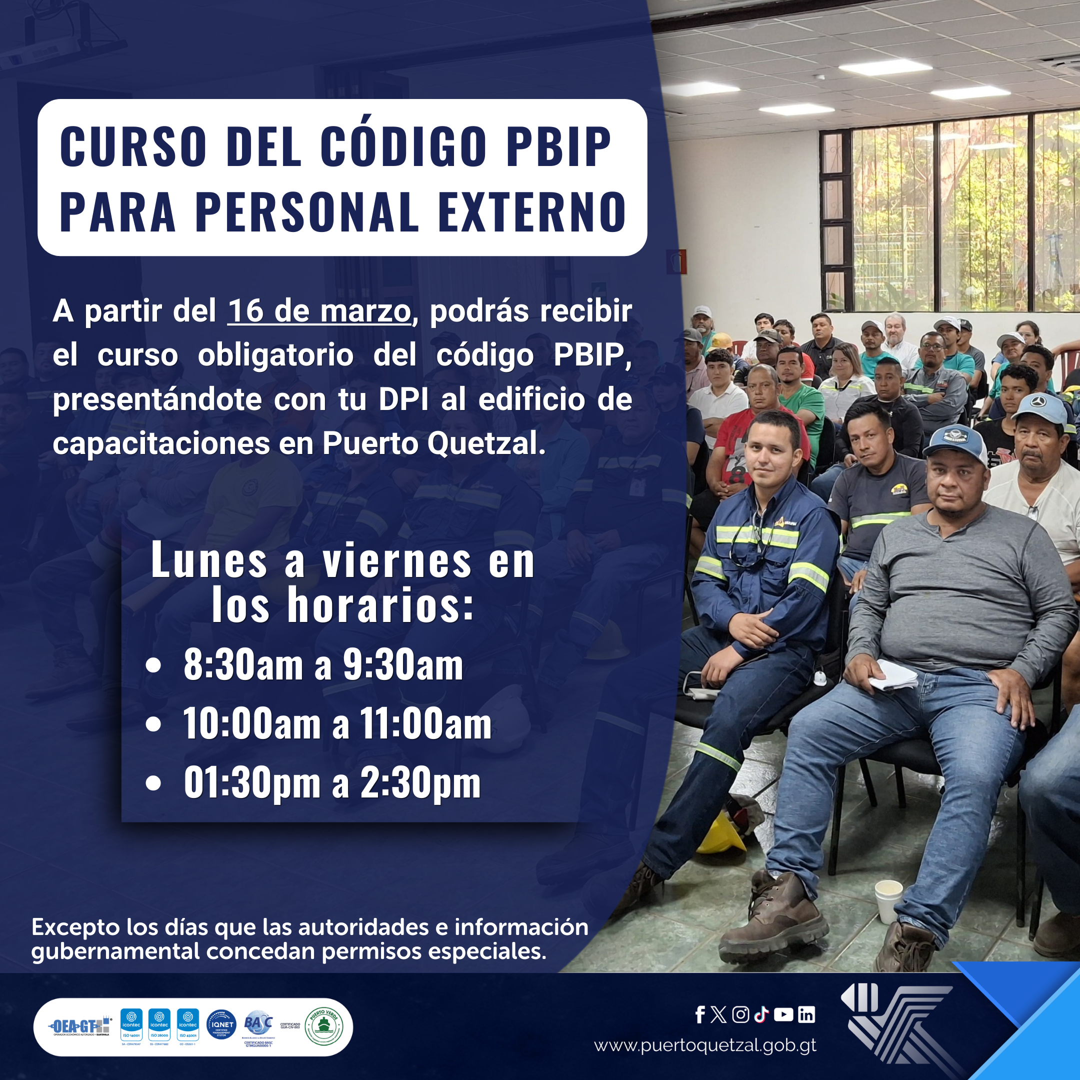 Nuevos horarios del curso de código PBIP para personal externo.